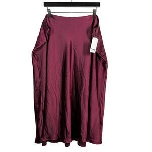 NEW! Bar III Malaga Red Formal Skirt Midi Cranberry Swing - 22W